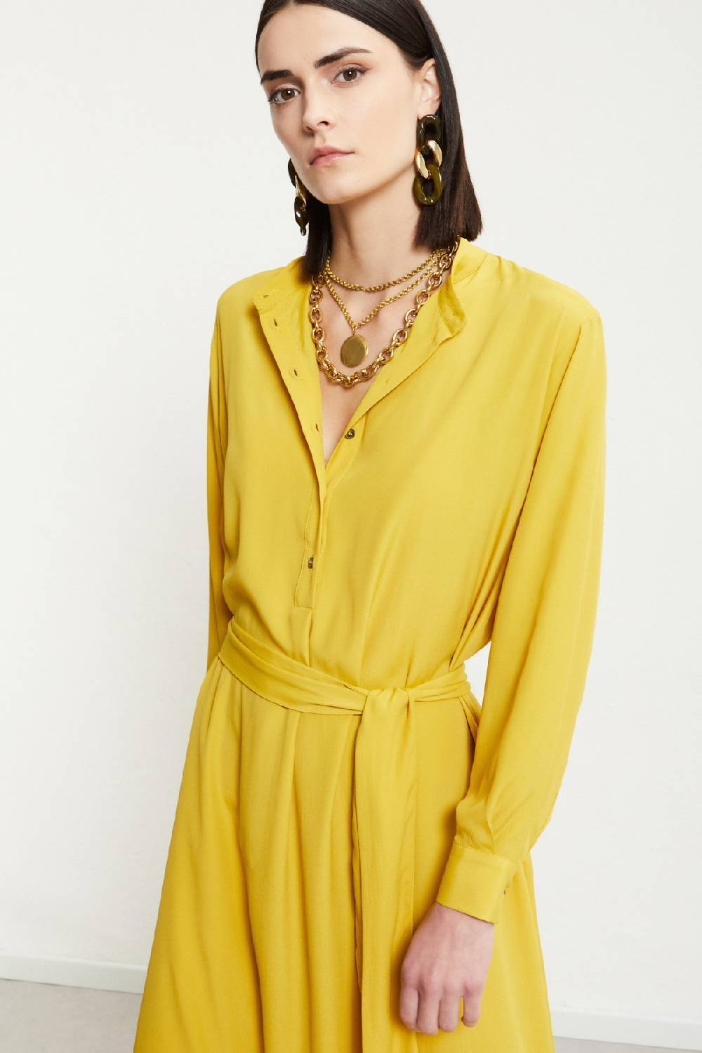 ottod'Ame Silk-blend midi dress with sash 2025