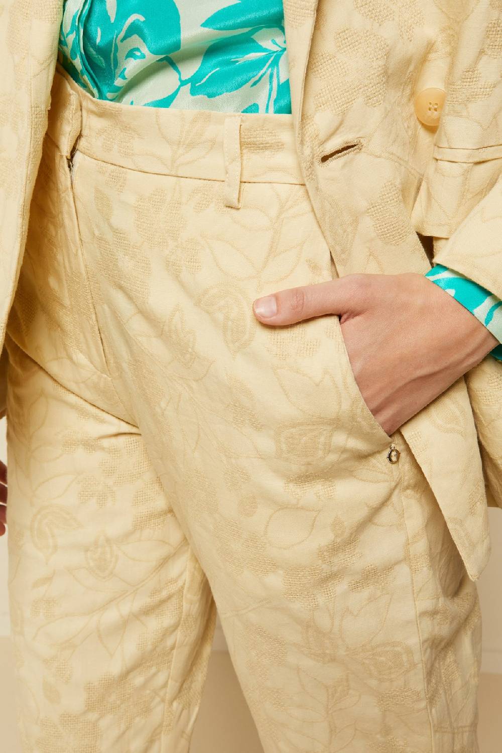 ottod'Ame Linen blend trousers with embroidery Shopping Online