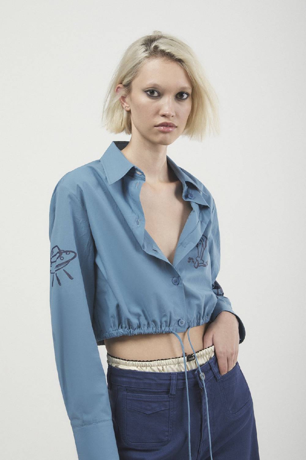 ottod'Ame Poplin cropped shirt Italy