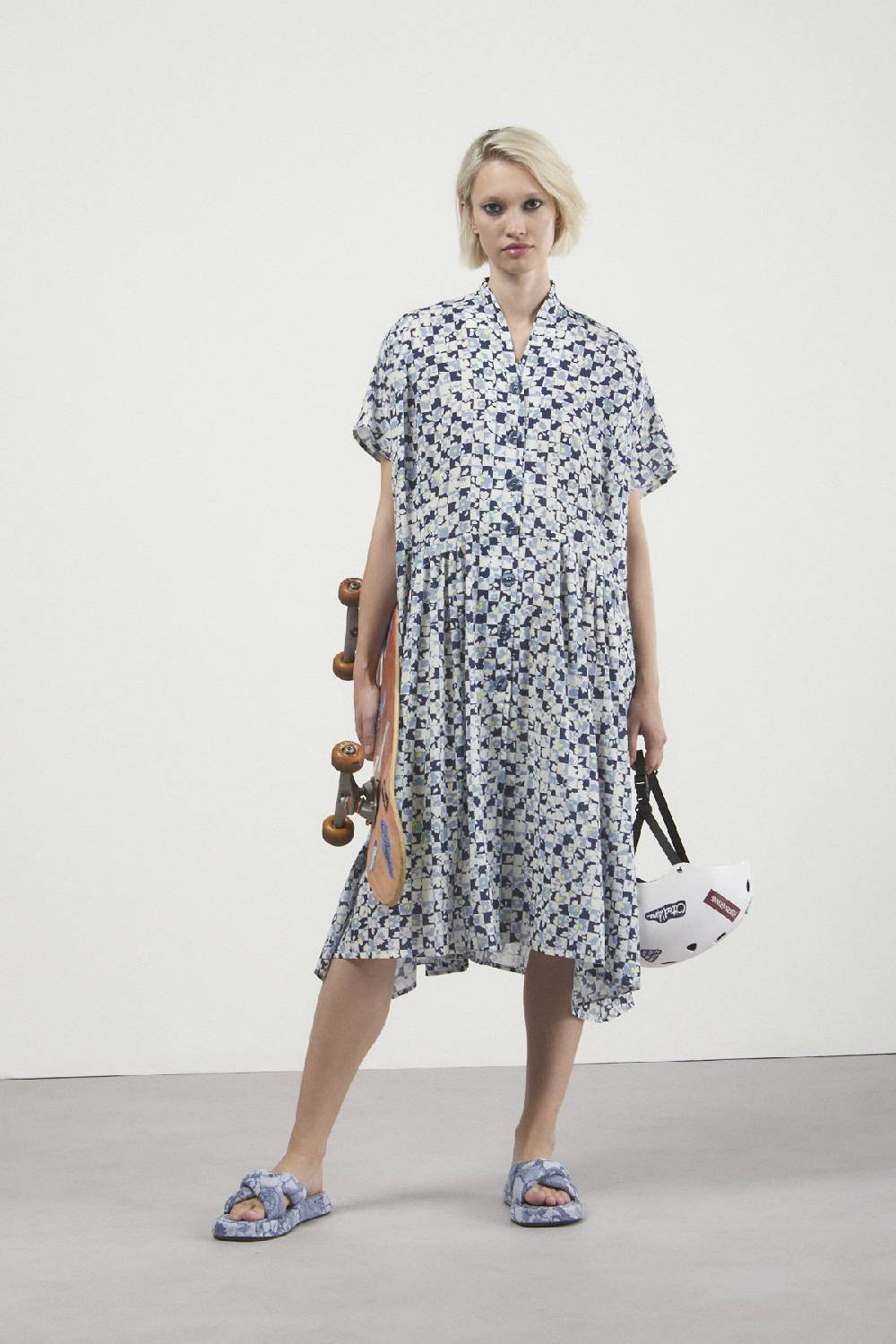ottod'Ame Printed dress with pleated skirt Italia
