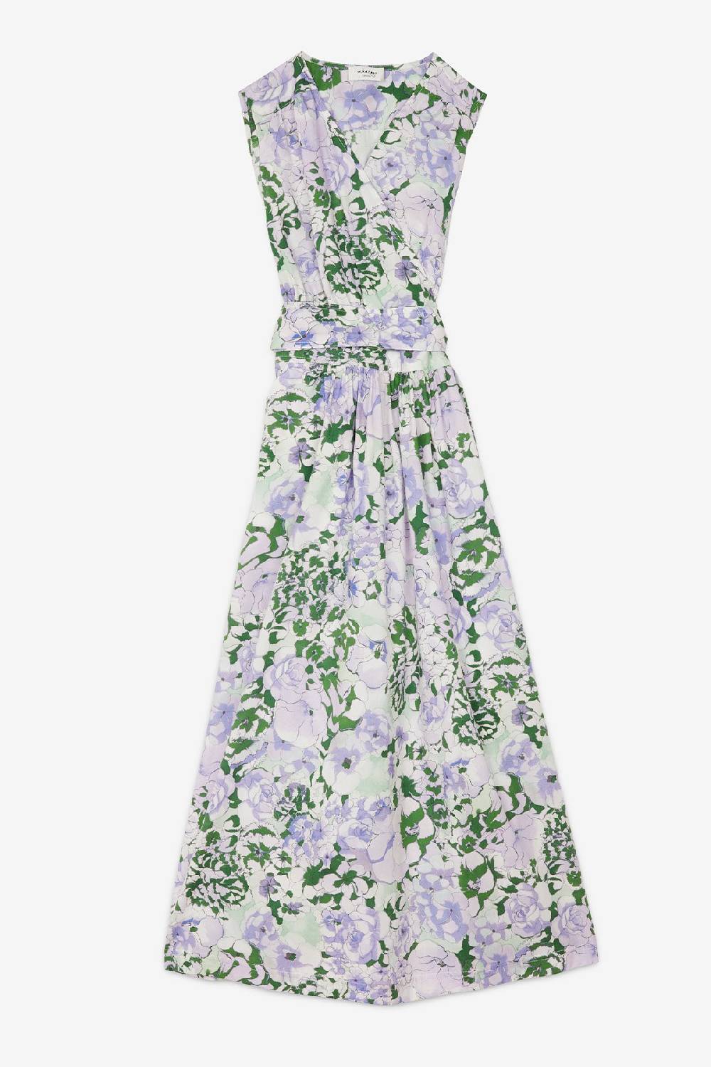 ottod'Ame Printed cotton long dress with criss-cross neckline Negozio
