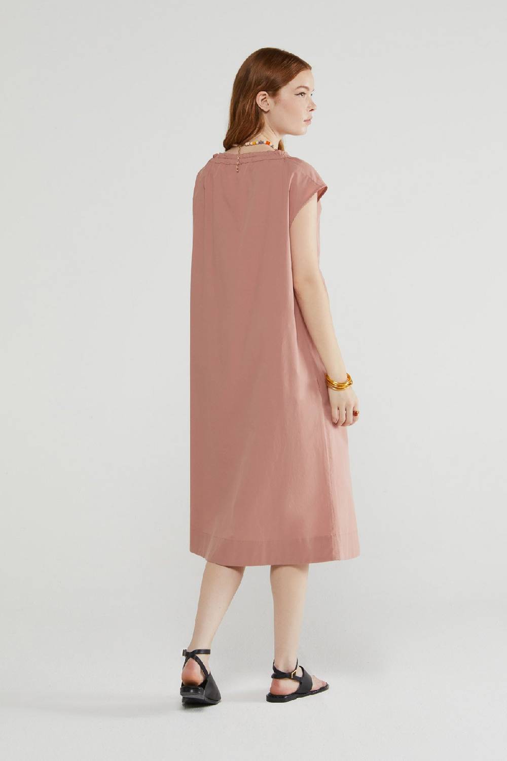 ottod'Ame Poplin midi dress with drawstring Acquista Ora