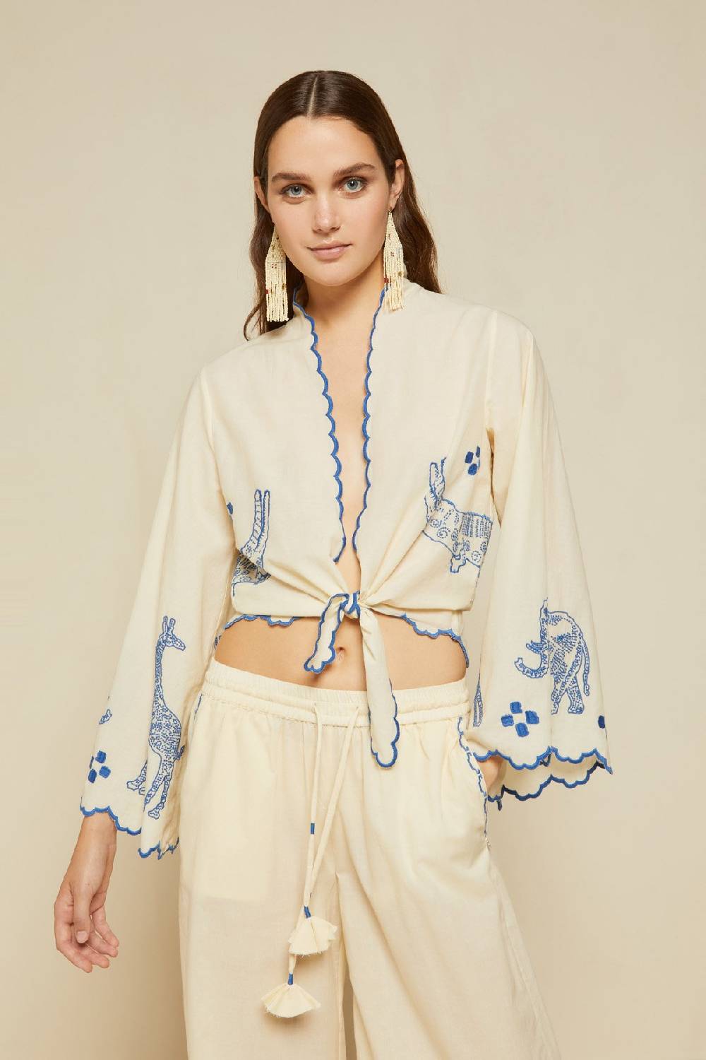 ottod'Ame Cotton knotted shirt with embroidery Prezzo Ridotto