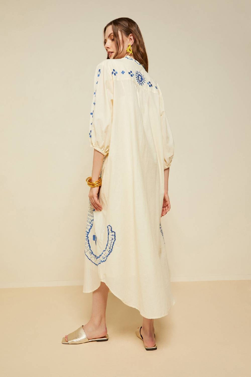 ottod'Ame Cotton kaftan long dress with embroidery Sottocosto