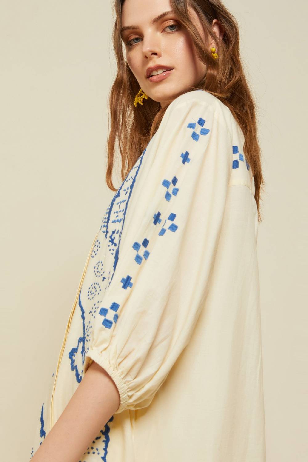 ottod'Ame Cotton kaftan long dress with embroidery Sottocosto