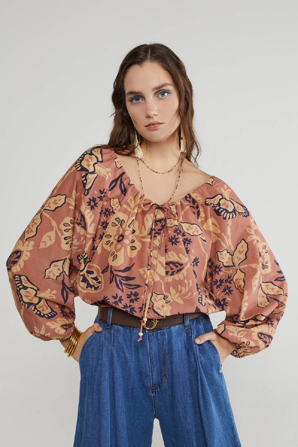 ottod'Ame Cotton shirt with balloon sleeves Novità