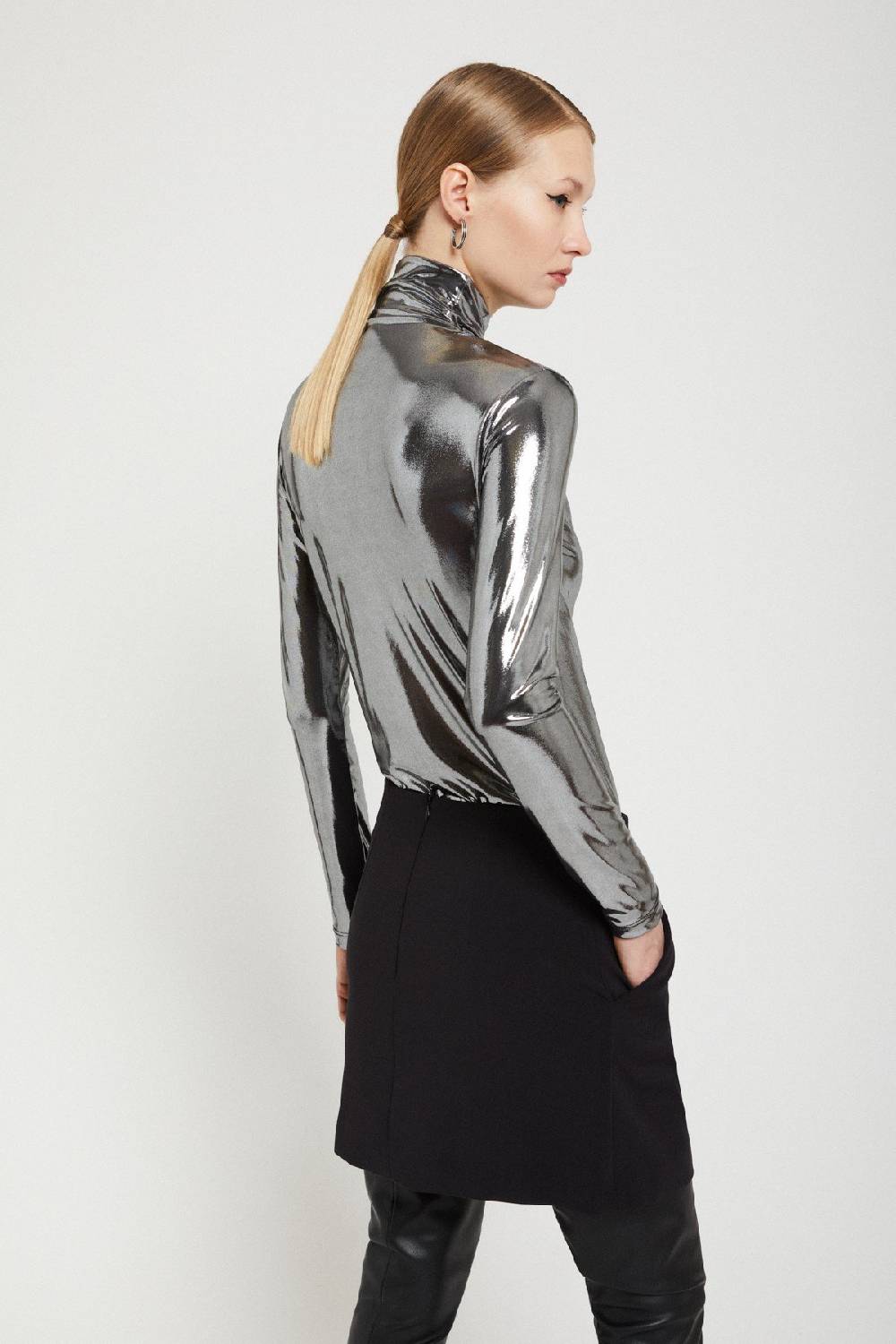 ottod'Ame Stretch turtleneck t-shirt with vinyl effect Outlet