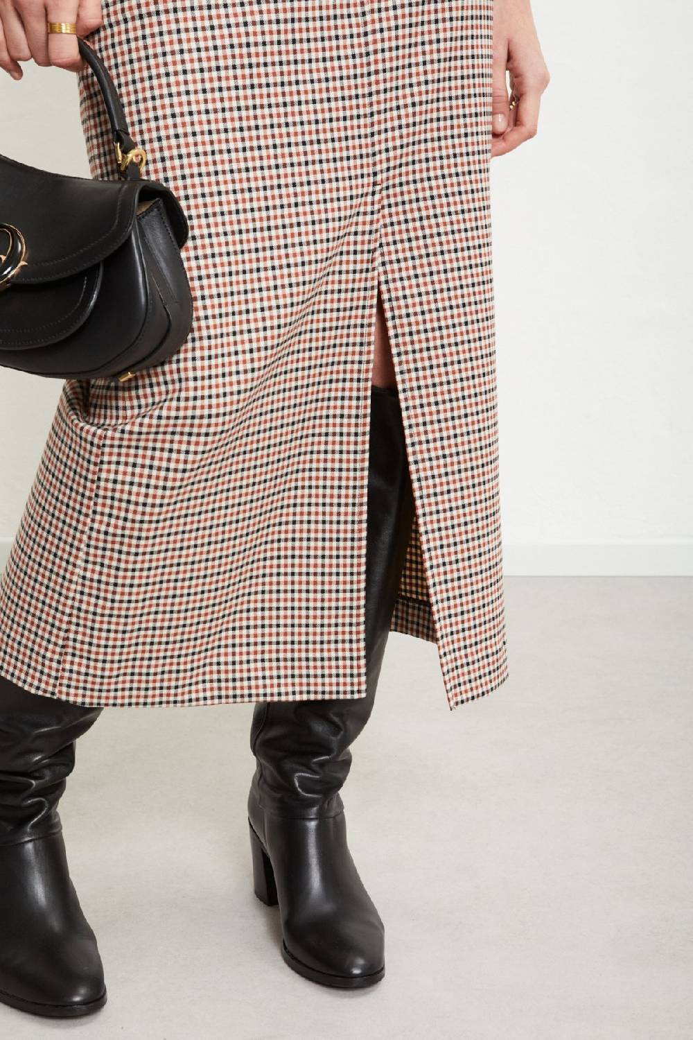 ottod'Ame Printed check long skirt Italy