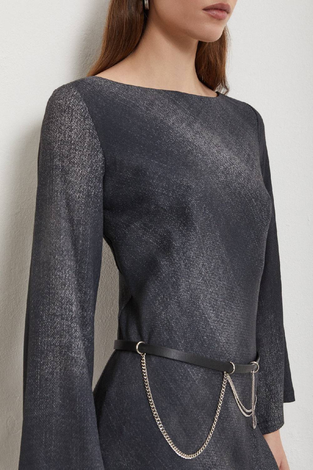 ottod'Ame Viscose midi dress with wide sleeve Spedizione Gratuita
