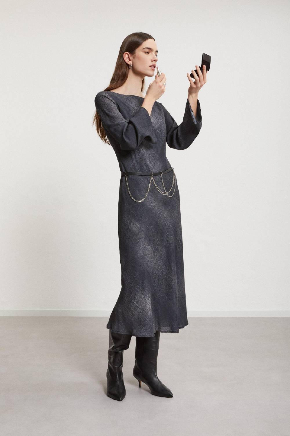 ottod'Ame Viscose midi dress with wide sleeve Spedizione Gratuita
