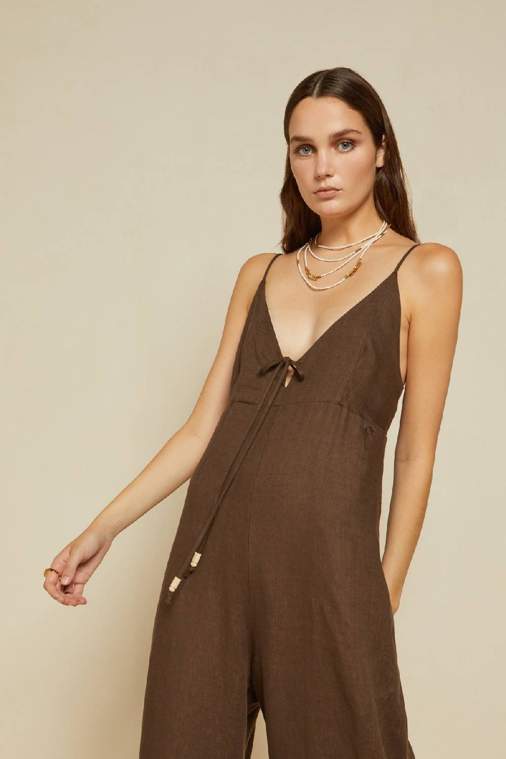 ottod'Ame Linen jumpsuit with lace Hotsell