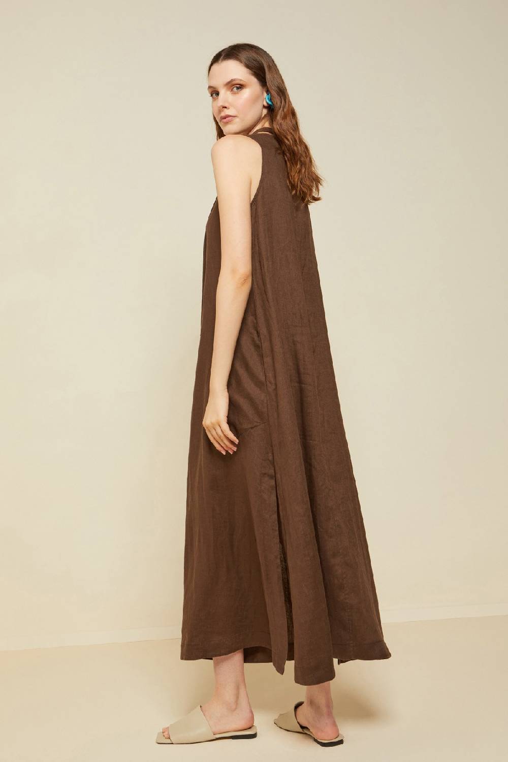 ottod'Ame Linen long dress with belt Vendita Calda