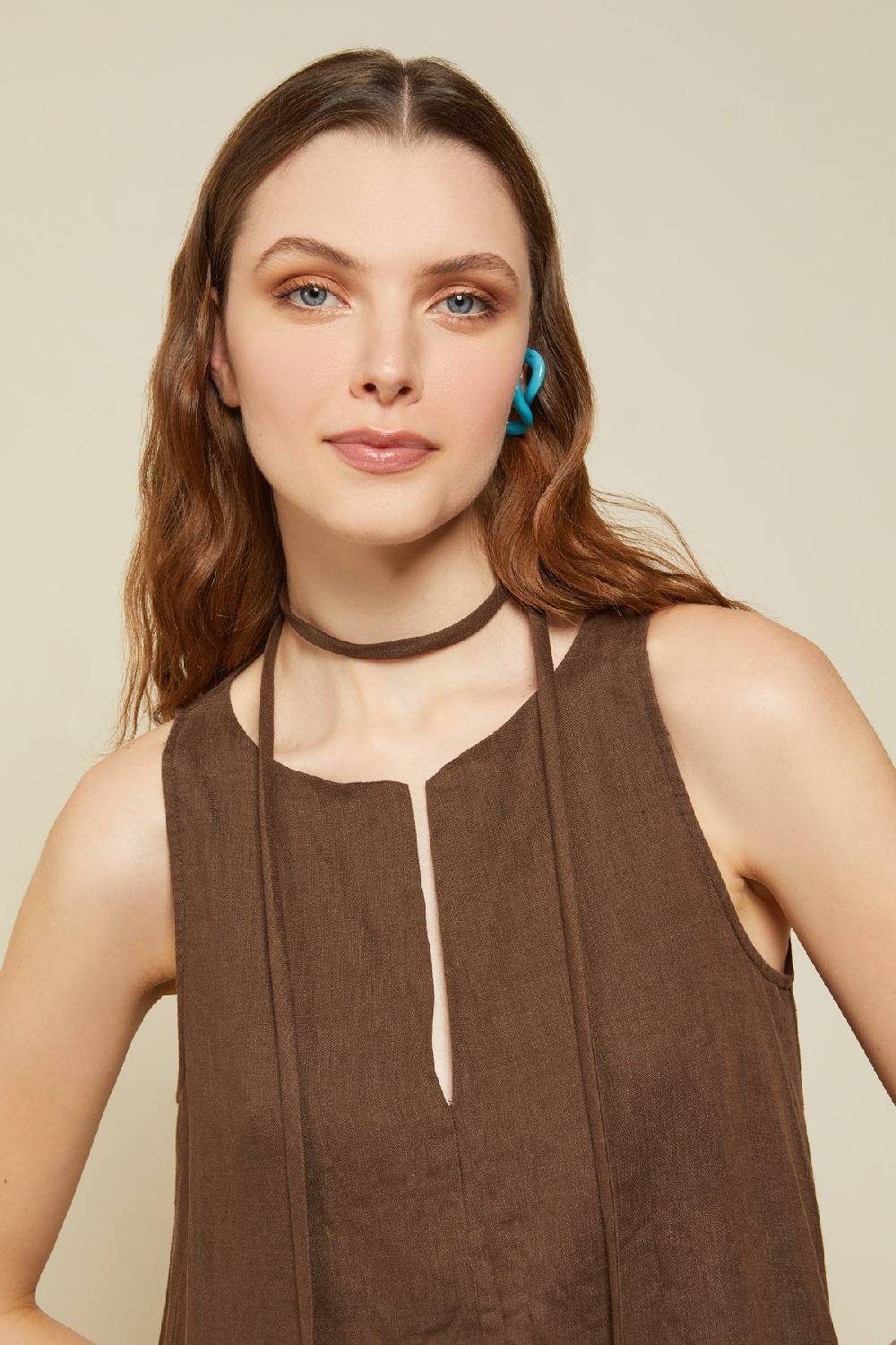 ottod'Ame Linen long dress with belt Vendita Calda