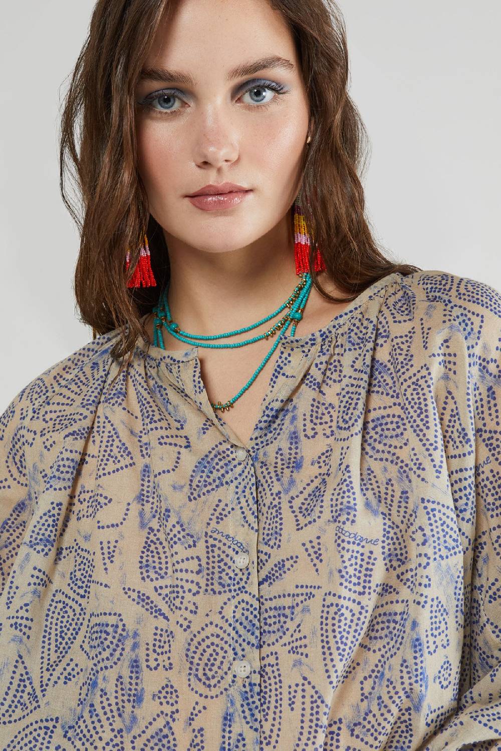 ottod'Ame Cotton shirt with balloon sleeves Saldi Di Fabbrica