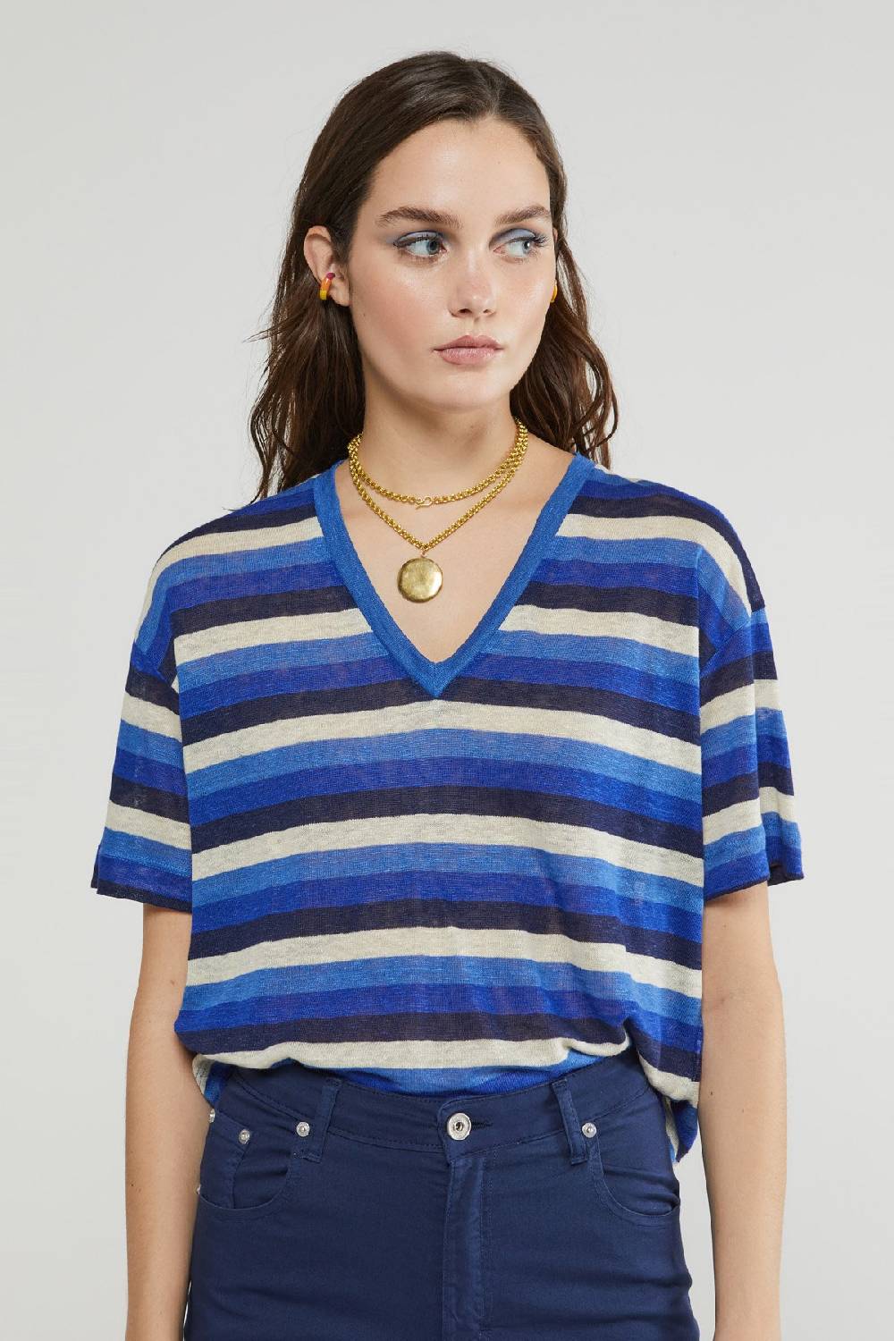 ottod'Ame Linen sweater with V neckline Italy