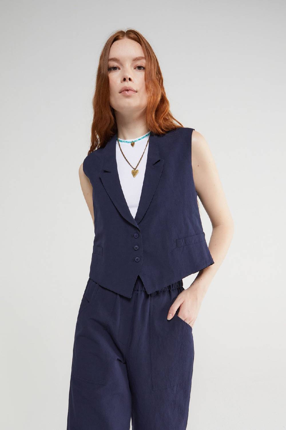ottod'Ame Linen blend waistcoat top In Linea