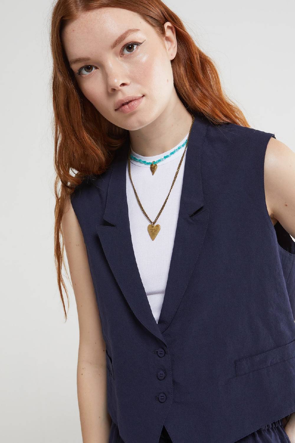 ottod'Ame Linen blend waistcoat top In Linea