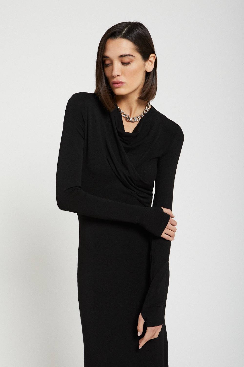 ottod'Ame Viscose long dress with pleats on the neck Nuovo