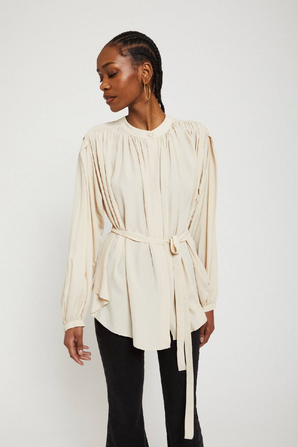 ottod'Ame Silk-blend draped blouse Promozione