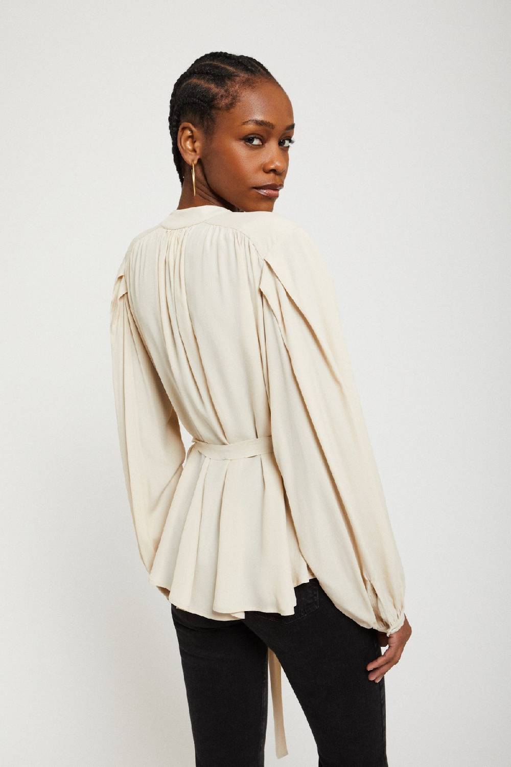 ottod'Ame Silk-blend draped blouse Promozione
