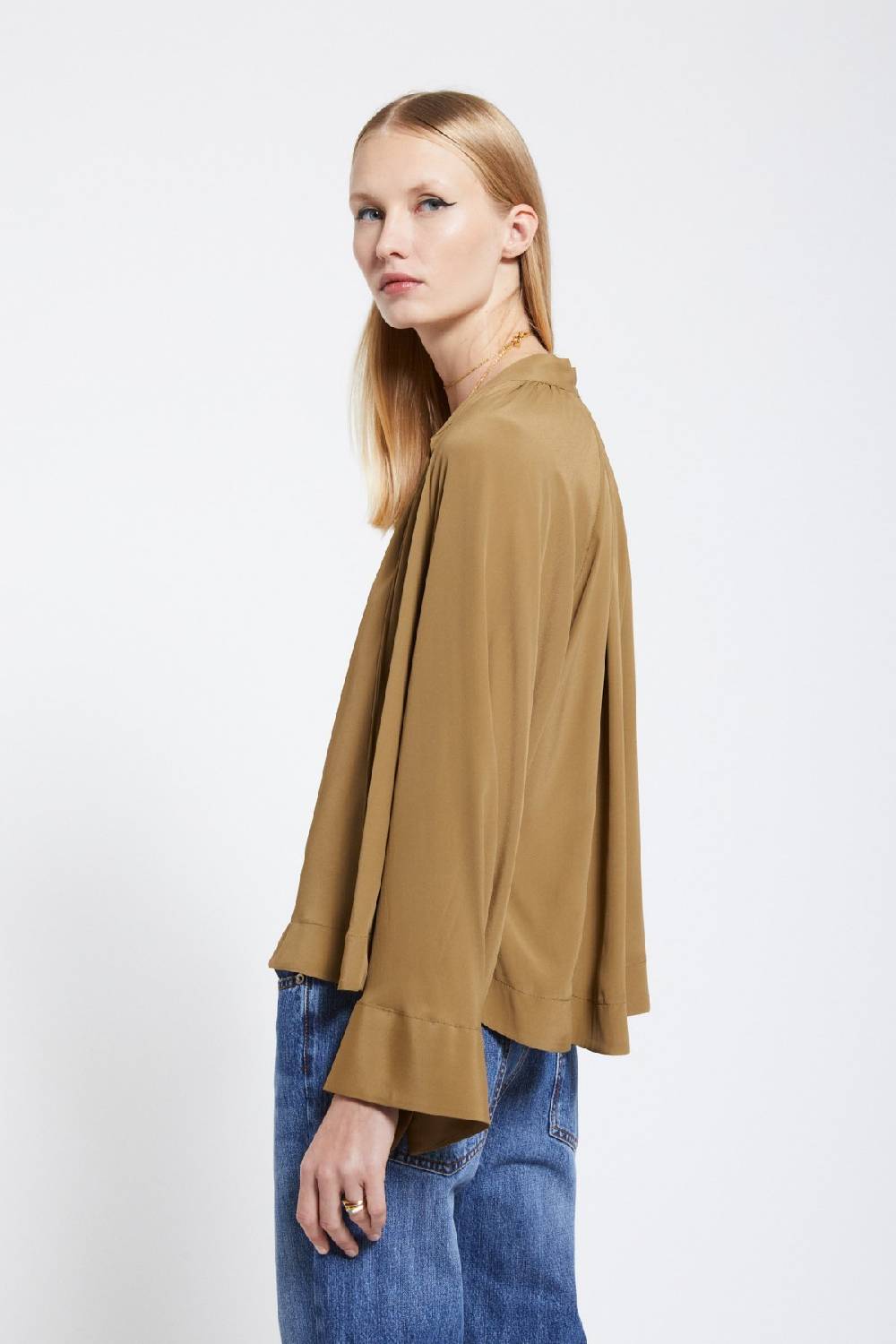 ottod'Ame Silk-blend blouse with drawstring Negozi Online