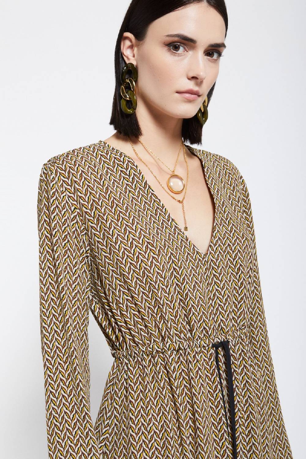 ottod'Ame Viscose midi dress with drawstring Consegna Veloce