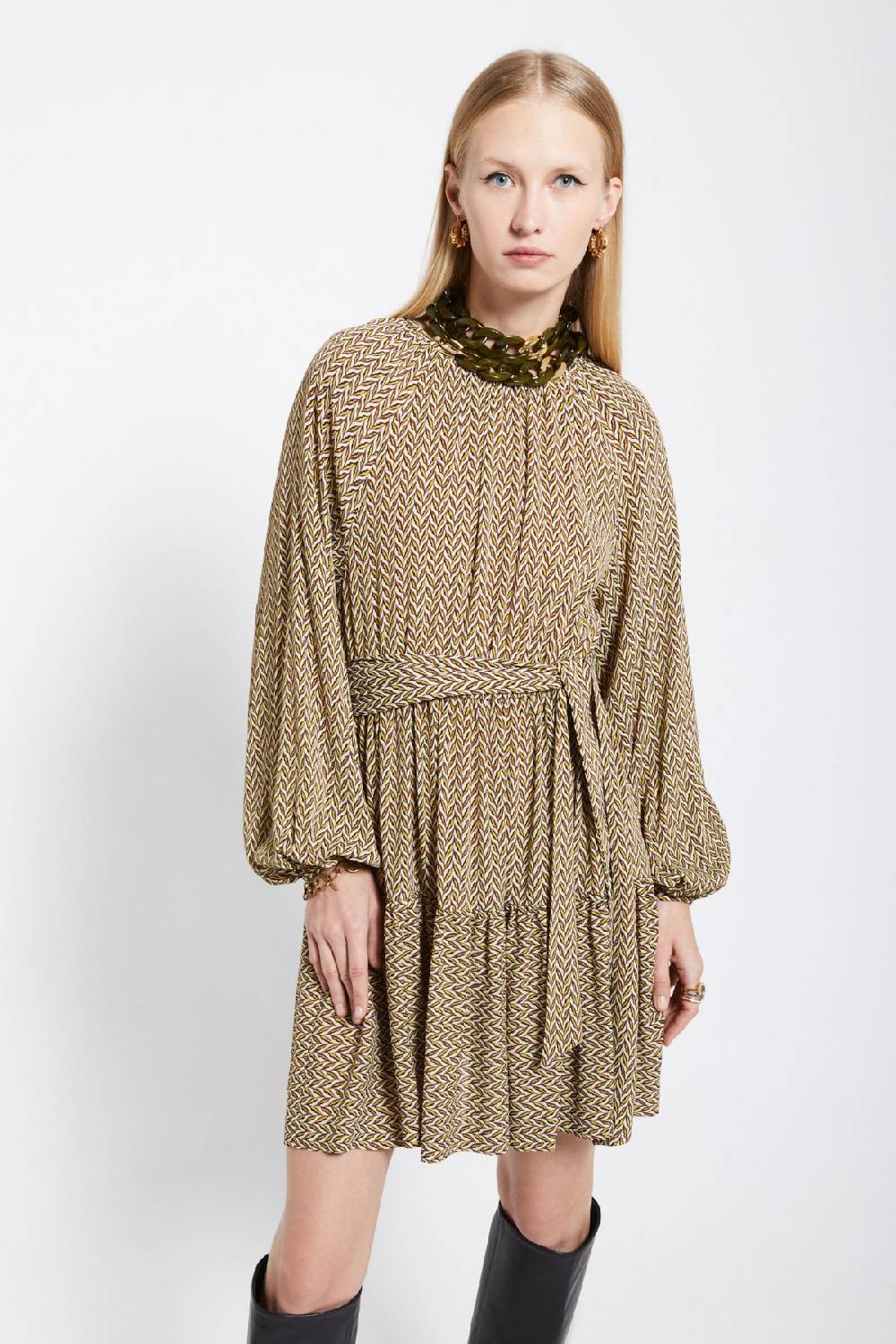 ottod'Ame Viscose short dress with sash Shopping Online