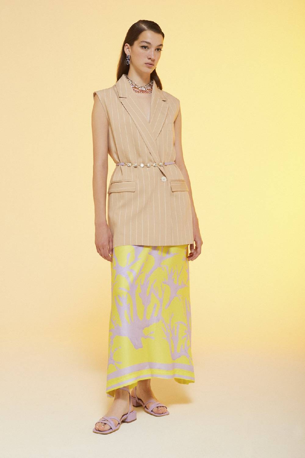 ottod'Ame Printed viscose fluid long dress Sottocosto