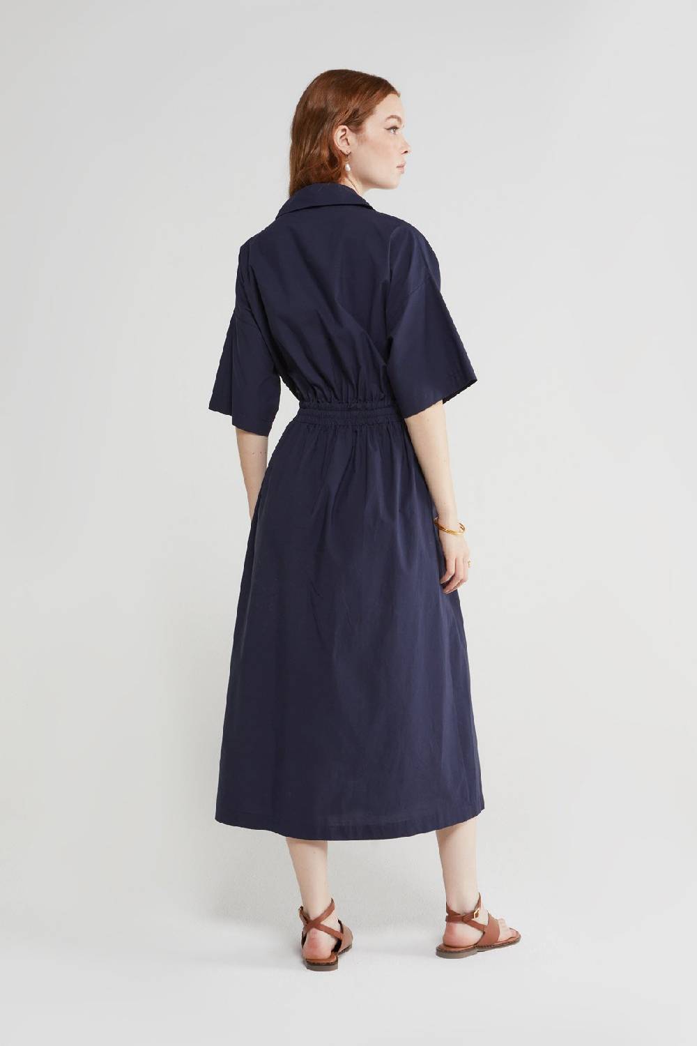 ottod'Ame Poplin midi dress with drawstring Pezzi Unici