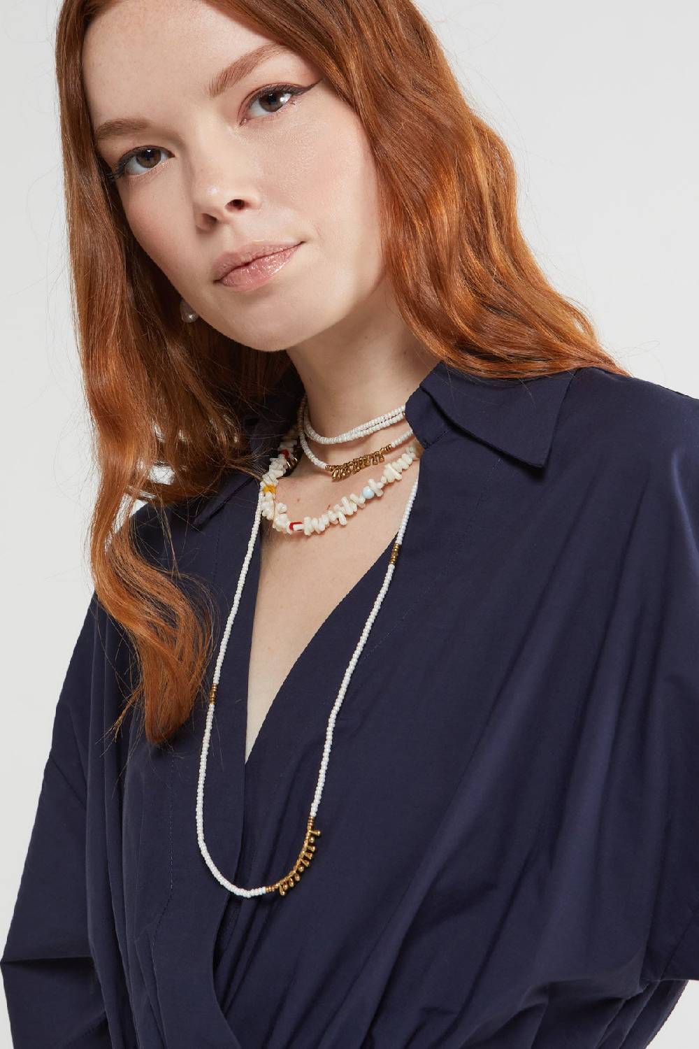 ottod'Ame Poplin midi dress with drawstring Pezzi Unici