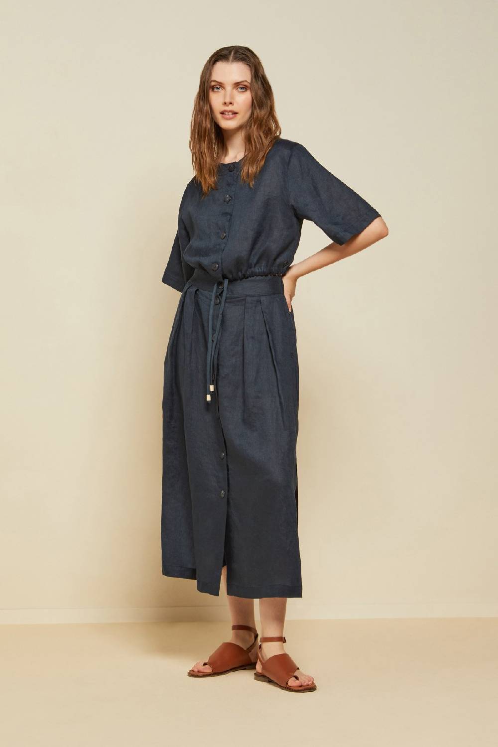 ottod'Ame Linen shirt with drawstring Qualità Garantita