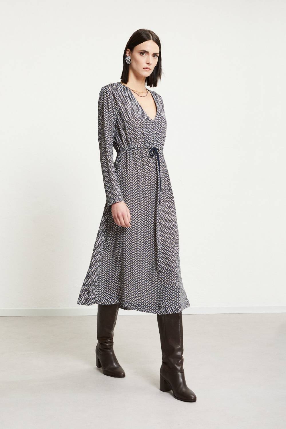 ottod'Ame Viscose midi dress with drawstring Shopping Online