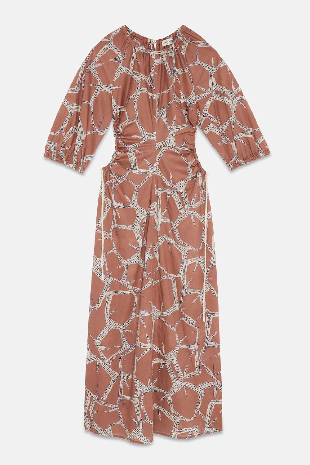 ottod'Ame Printed cotton long dress with porthole Vendita Calda