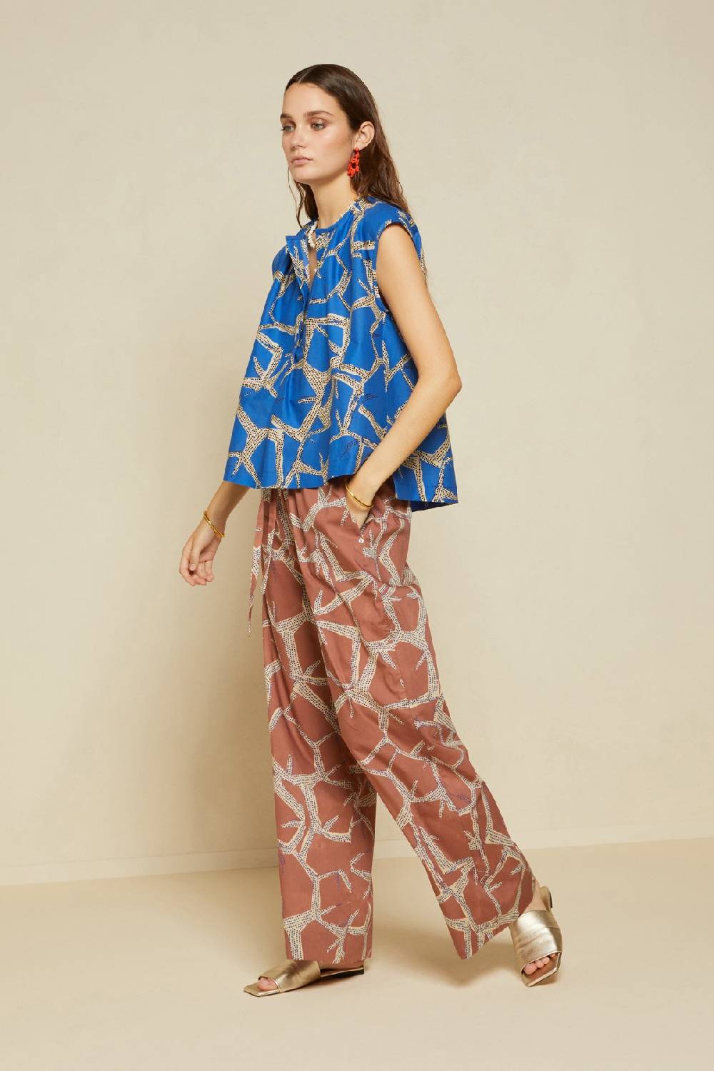 ottod'Ame Printed cotton palazzo trousers Vendita Economica