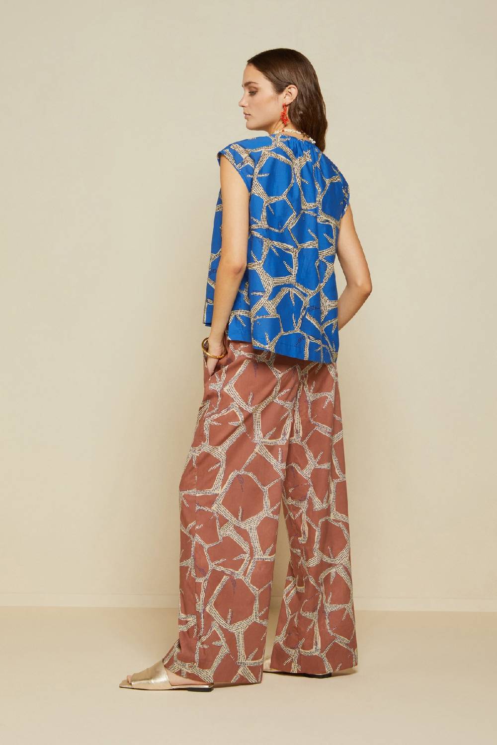 ottod'Ame Printed cotton palazzo trousers Vendita Economica
