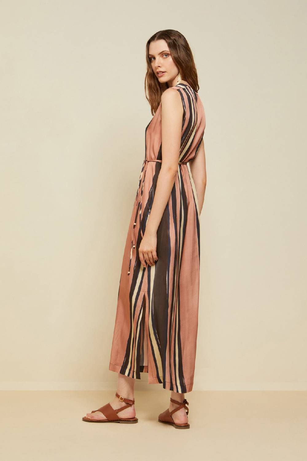 ottod'Ame Sleeveles viscose long dress with belt Moda