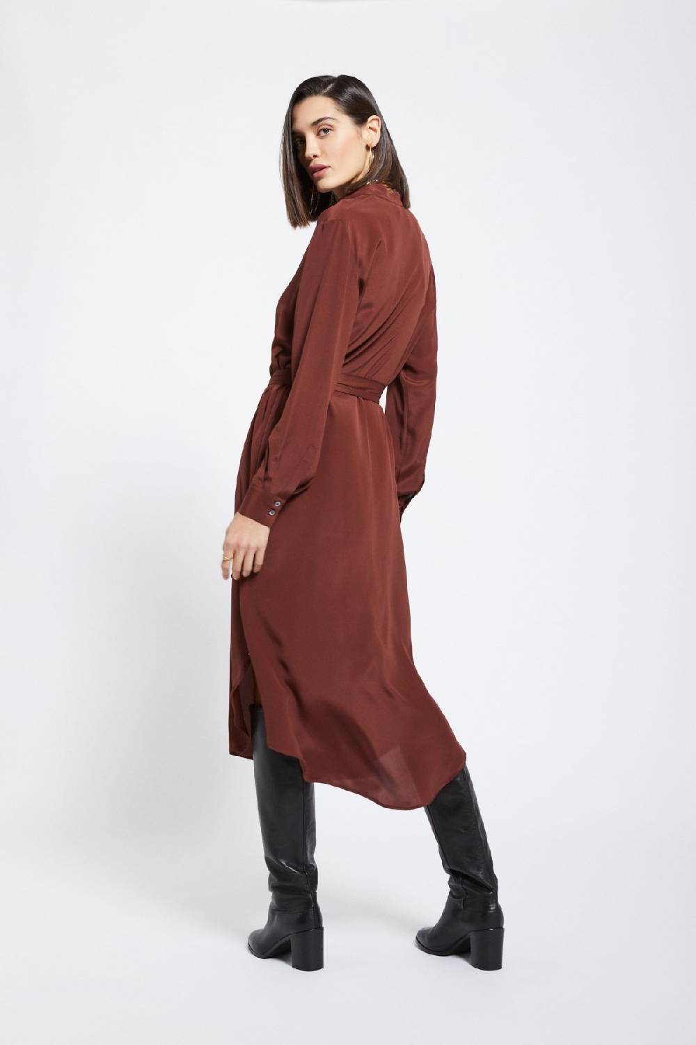 ottod'Ame Silk-blend midi dress with sash Nuovo