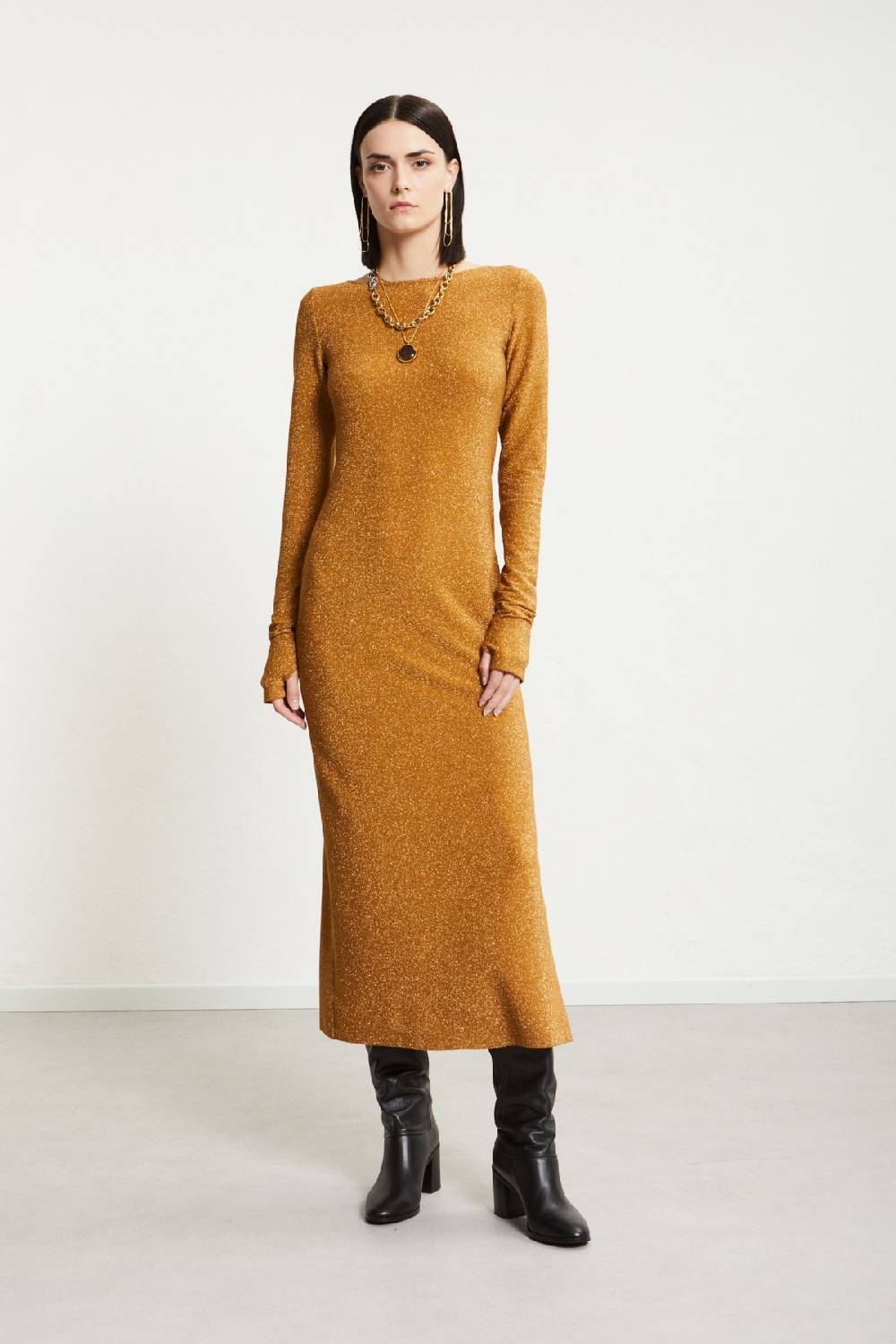 ottod'Ame Viscose long dress with lurex Spedizione Gratuita