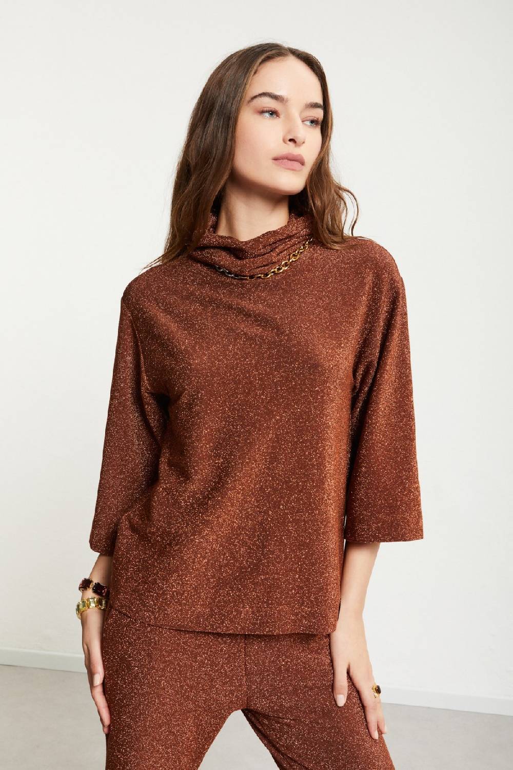 ottod'Ame Viscose blouse with lurex and flared sleeves Acquista Ora