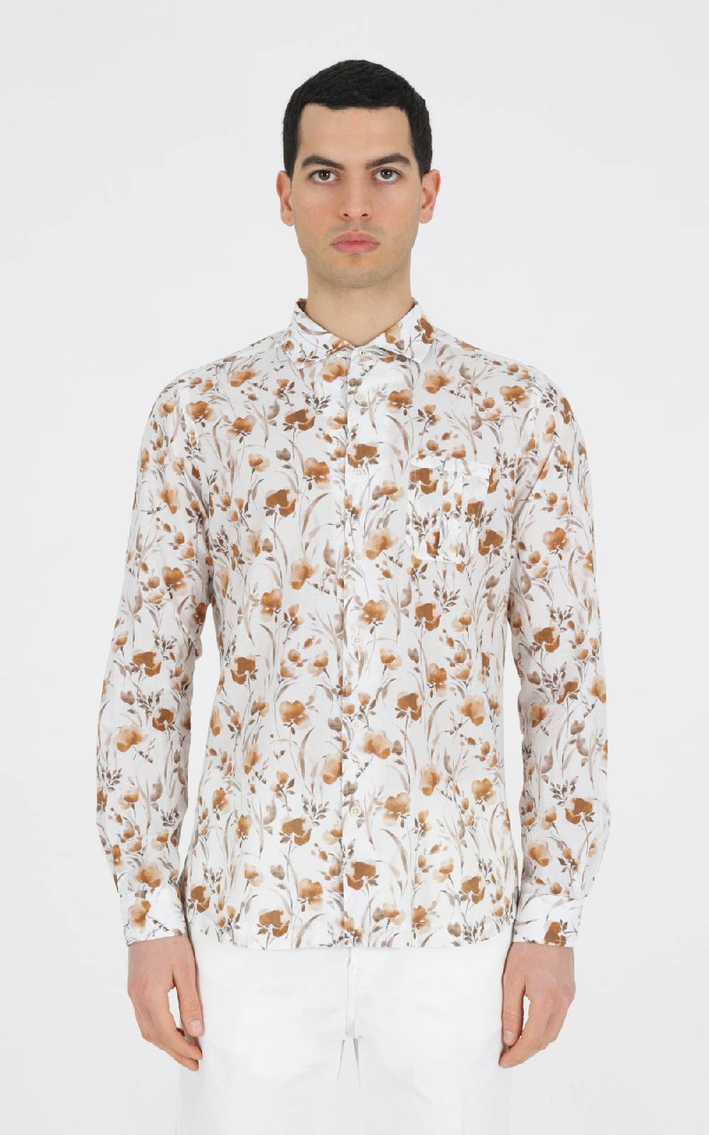 Outfit Italy Camicia francese con taschino in cotone stampato Negozi Online