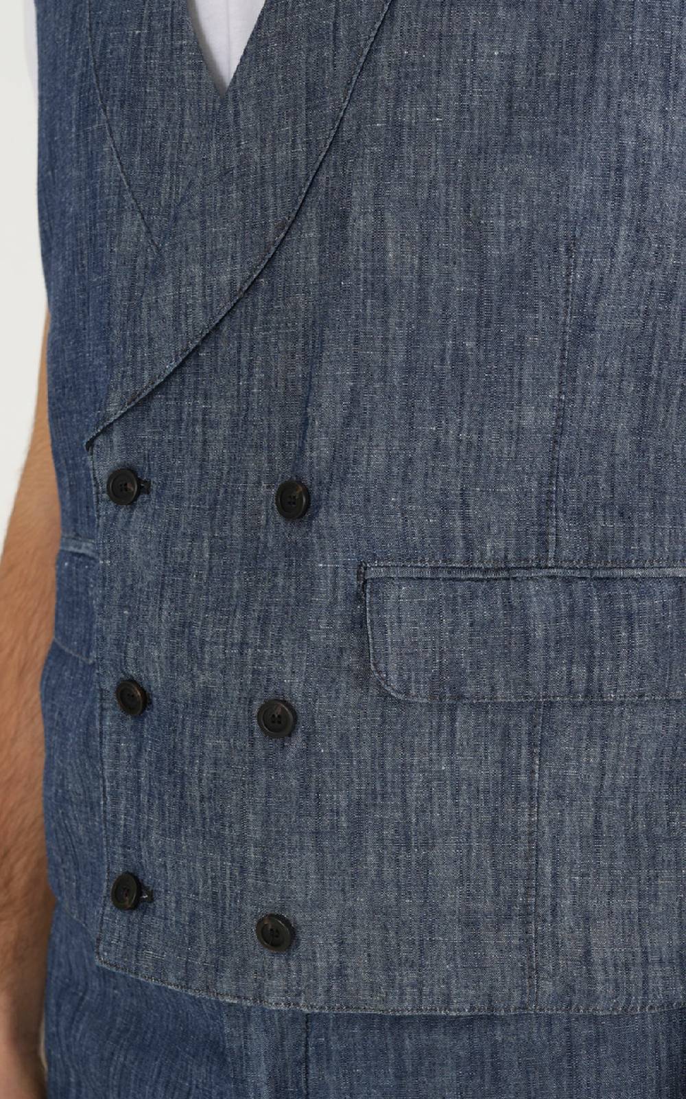 Outfit Italy Gilet doppiopetto in tessuto effetto denim Promozione Limitata