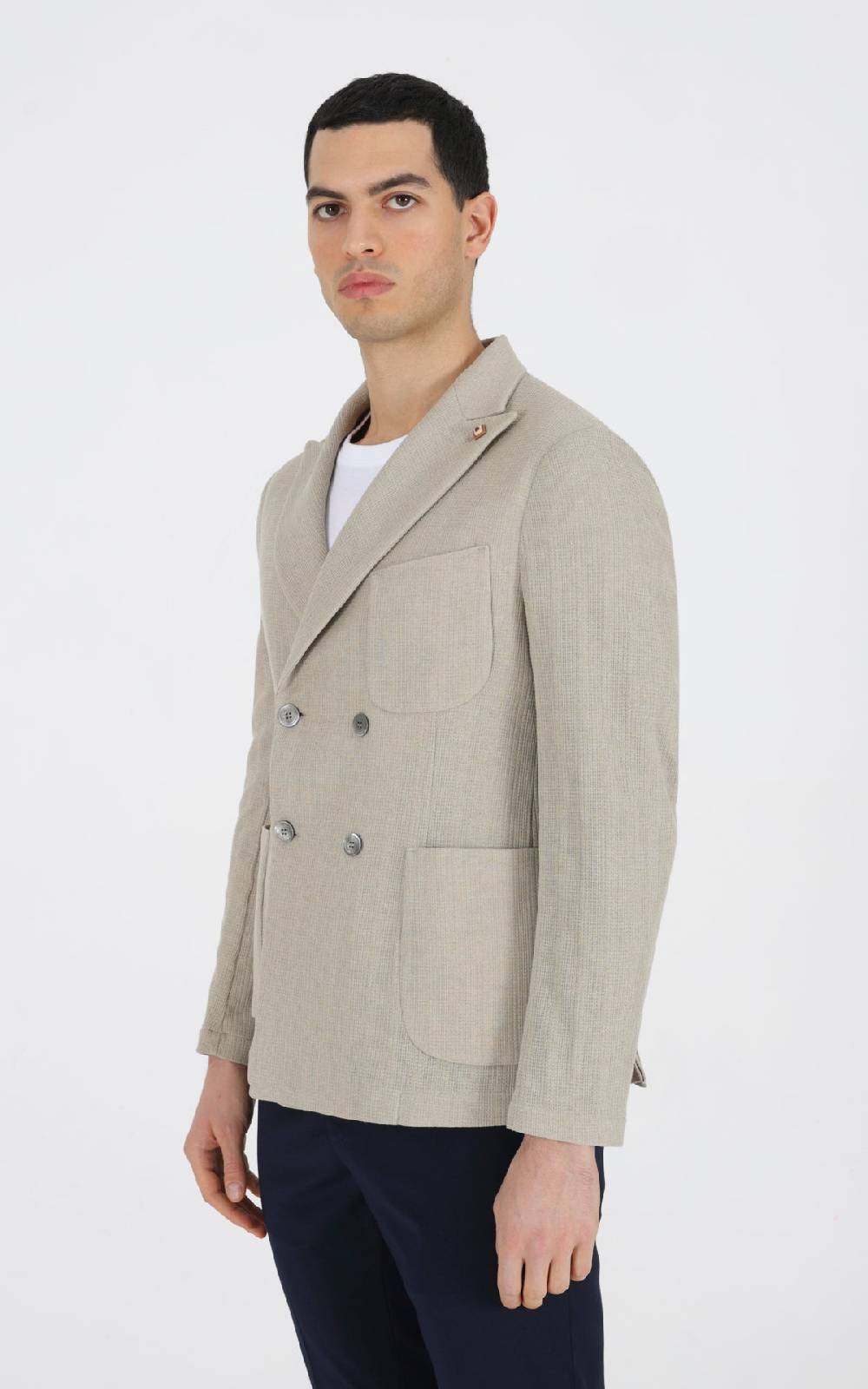 Outfit Italy Giacca doppiopetto decostruita in tessuto maglia Prezzo Ridotto