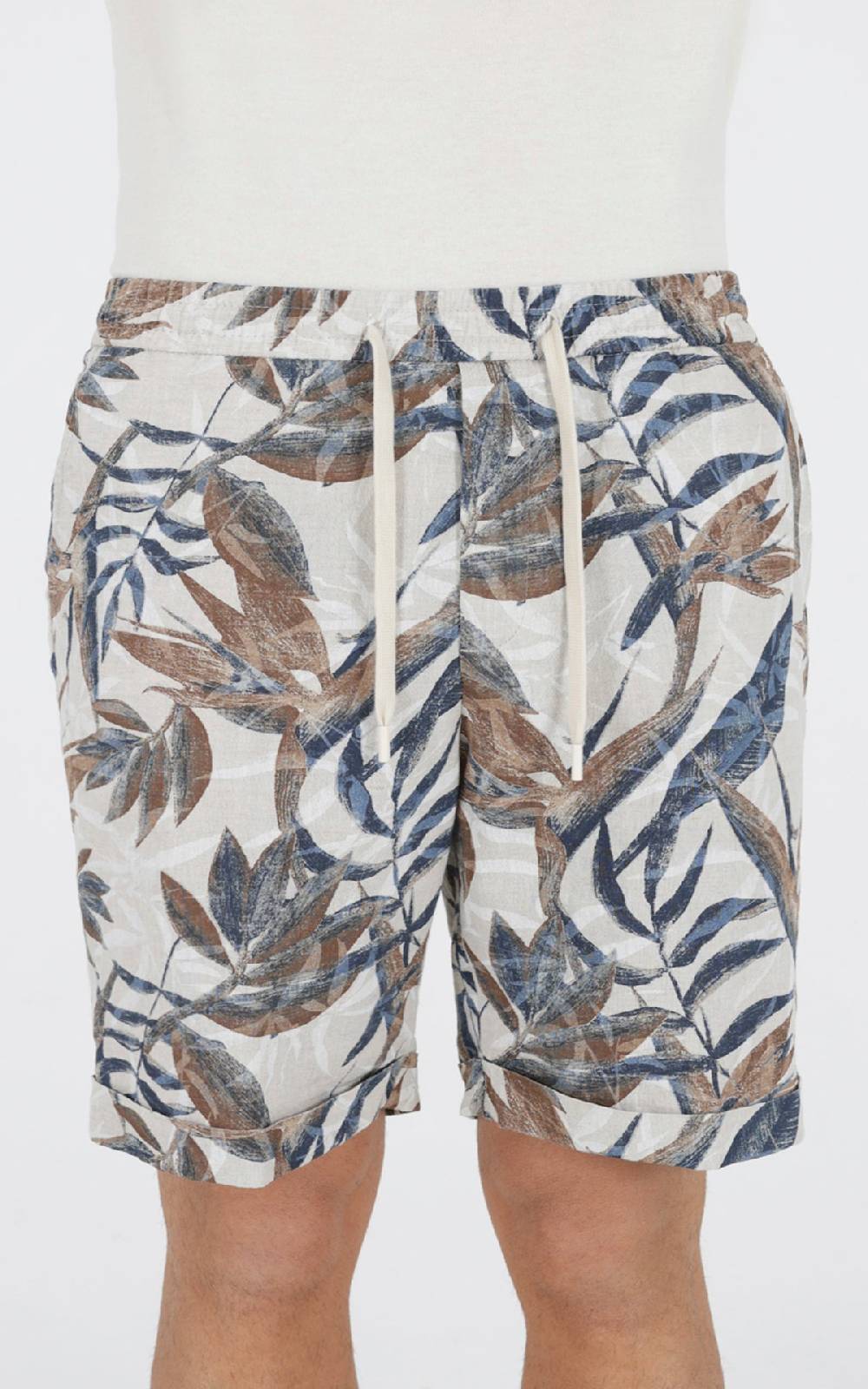 Outfit Italy Bermuda con laccio in misto lino stampato In Vendita
