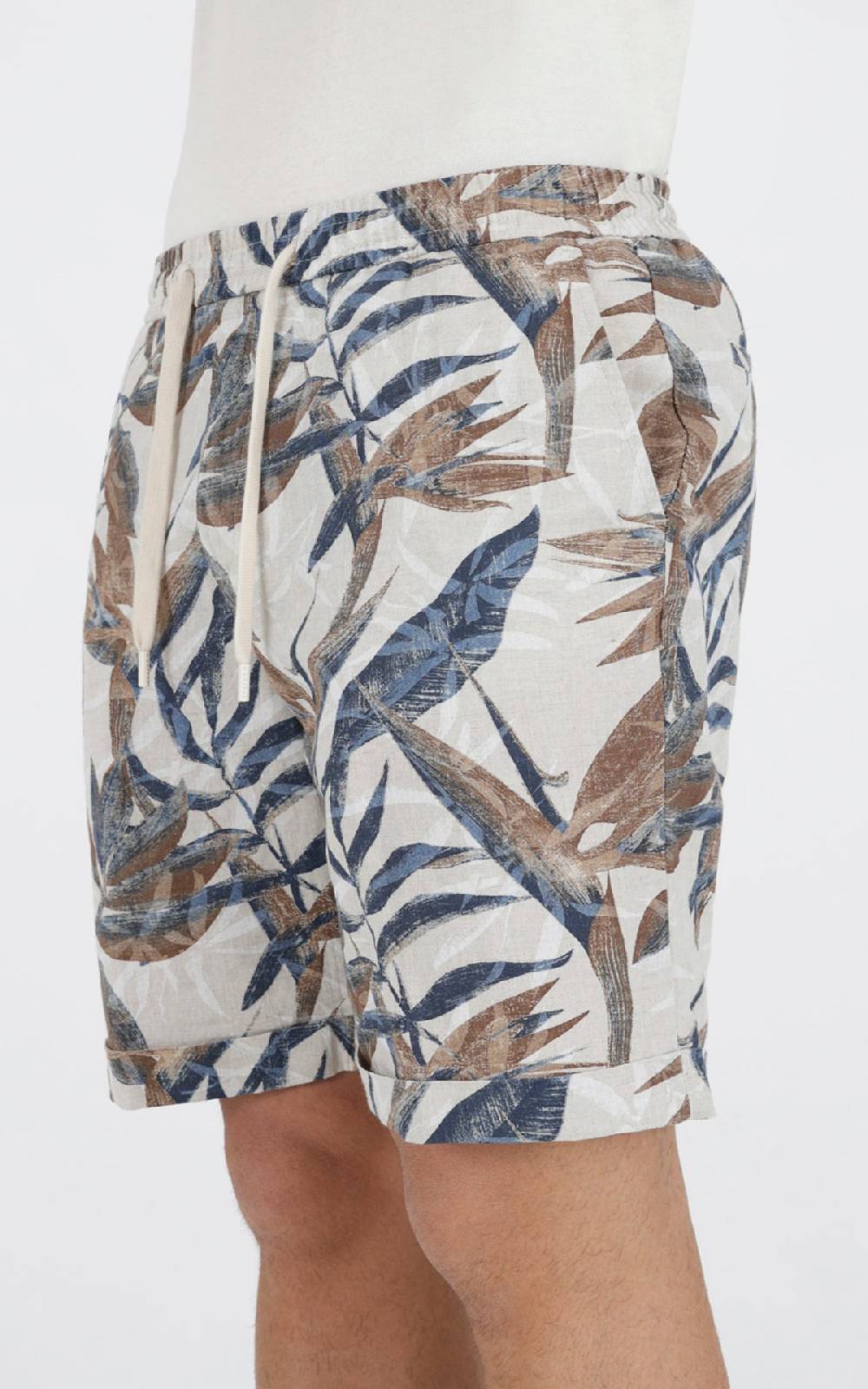 Outfit Italy Bermuda con laccio in misto lino stampato In Vendita