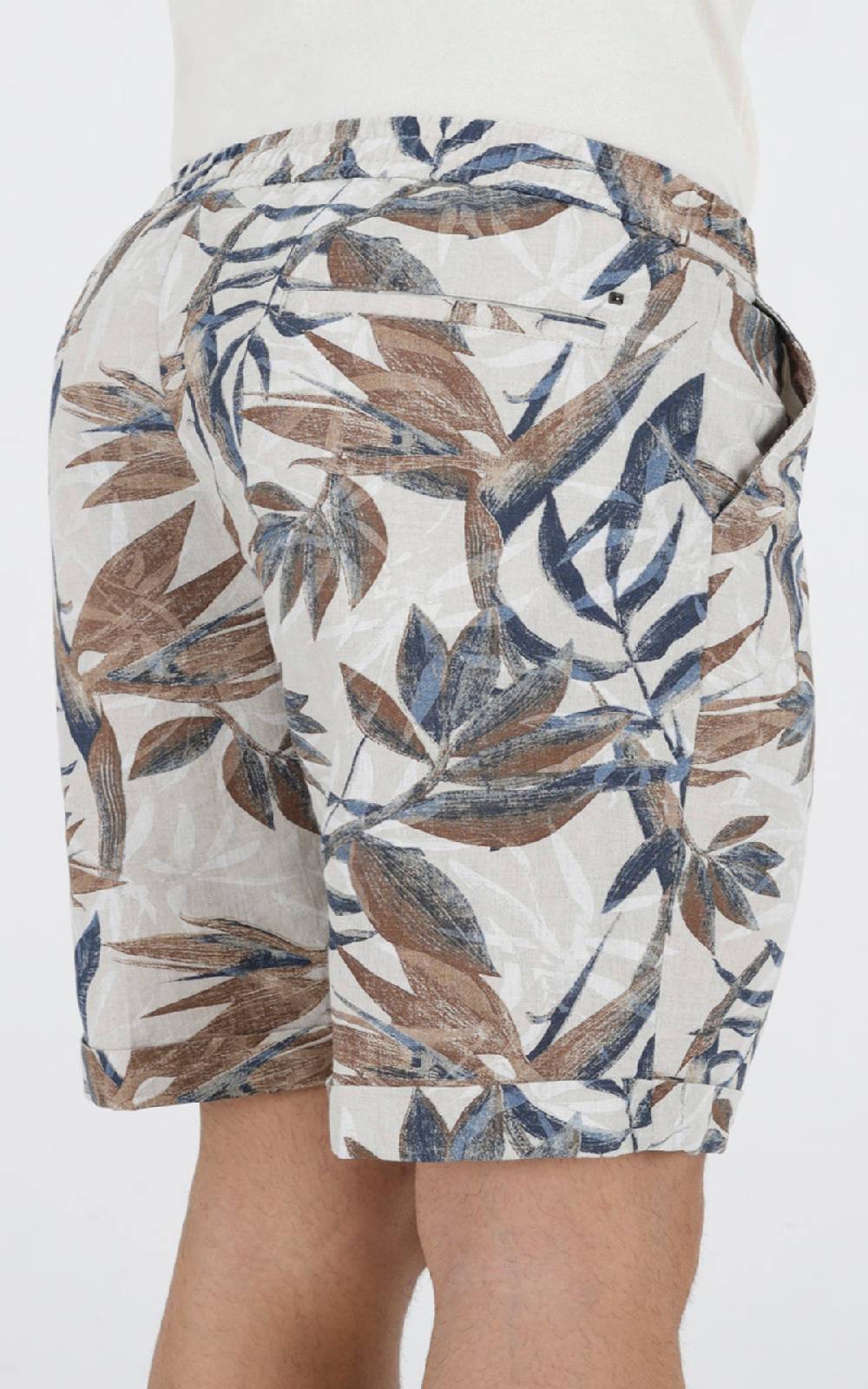 Outfit Italy Bermuda con laccio in misto lino stampato In Vendita