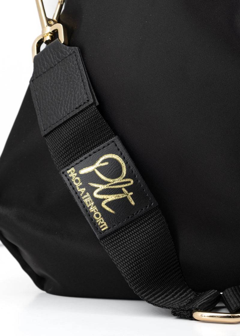 Paola T. Sacca hobo in nylon con dettagli oro Nuovo