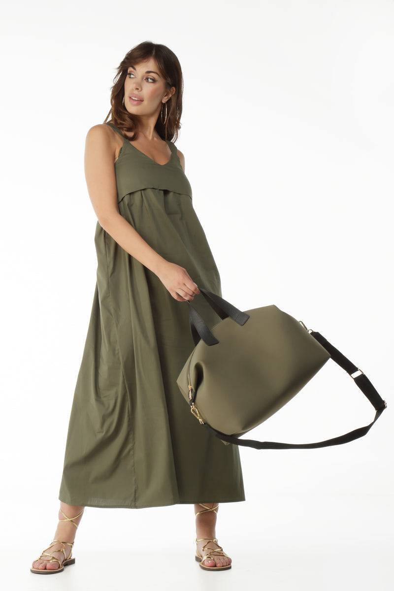 Paola T. Bauletto medium in neoprene con dettagli oro Vendita
