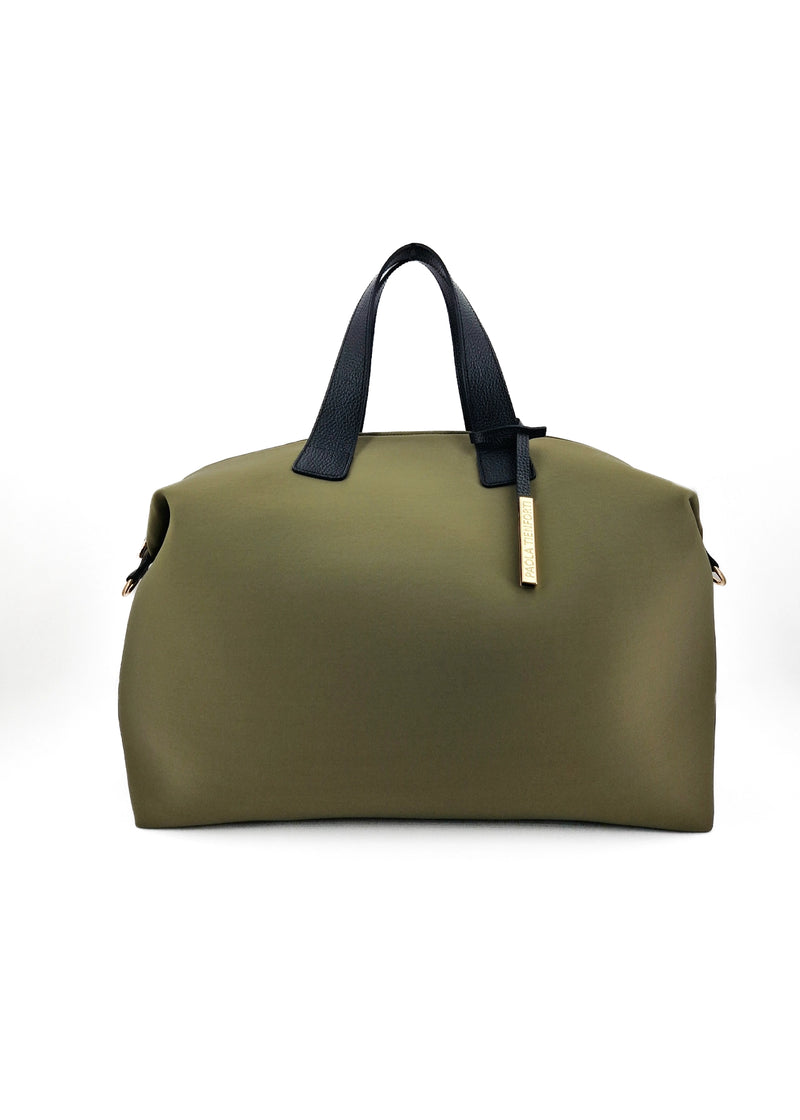 Paola T. Bauletto medium in neoprene con dettagli oro Vendita