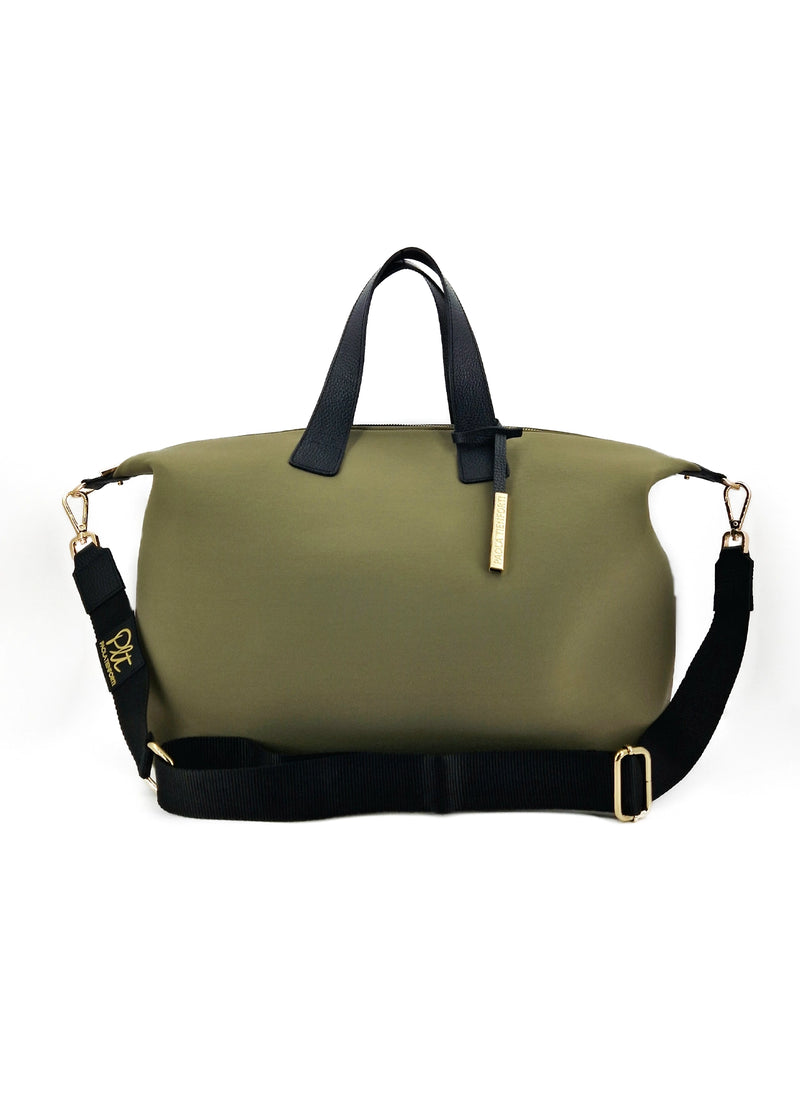 Paola T. Bauletto medium in neoprene con dettagli oro Vendita