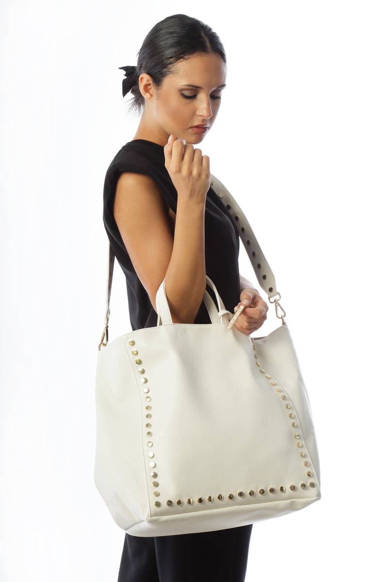 Paola T. Shopper con rivetti e pendente oro Spedizione Gratuita